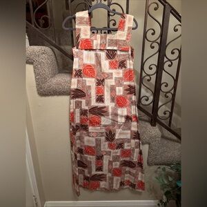 Mildreds of Hawaii Sz 10 Hawaiian Dress Rust  Brown Leaves 70s Hippie Mod Tribal
